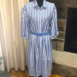 Serbin Women's Striped Button-Down Dress, Size 12, Blue & White
